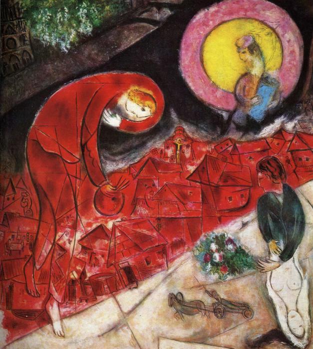 Red Roofs painting - Marc Chagall Red Roofs art painting